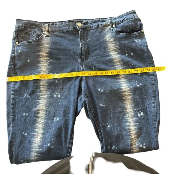 Nolita Hydraulic mid rise blue denim Jeans with Splatter size 24W Y2K - Picture 6 of 10